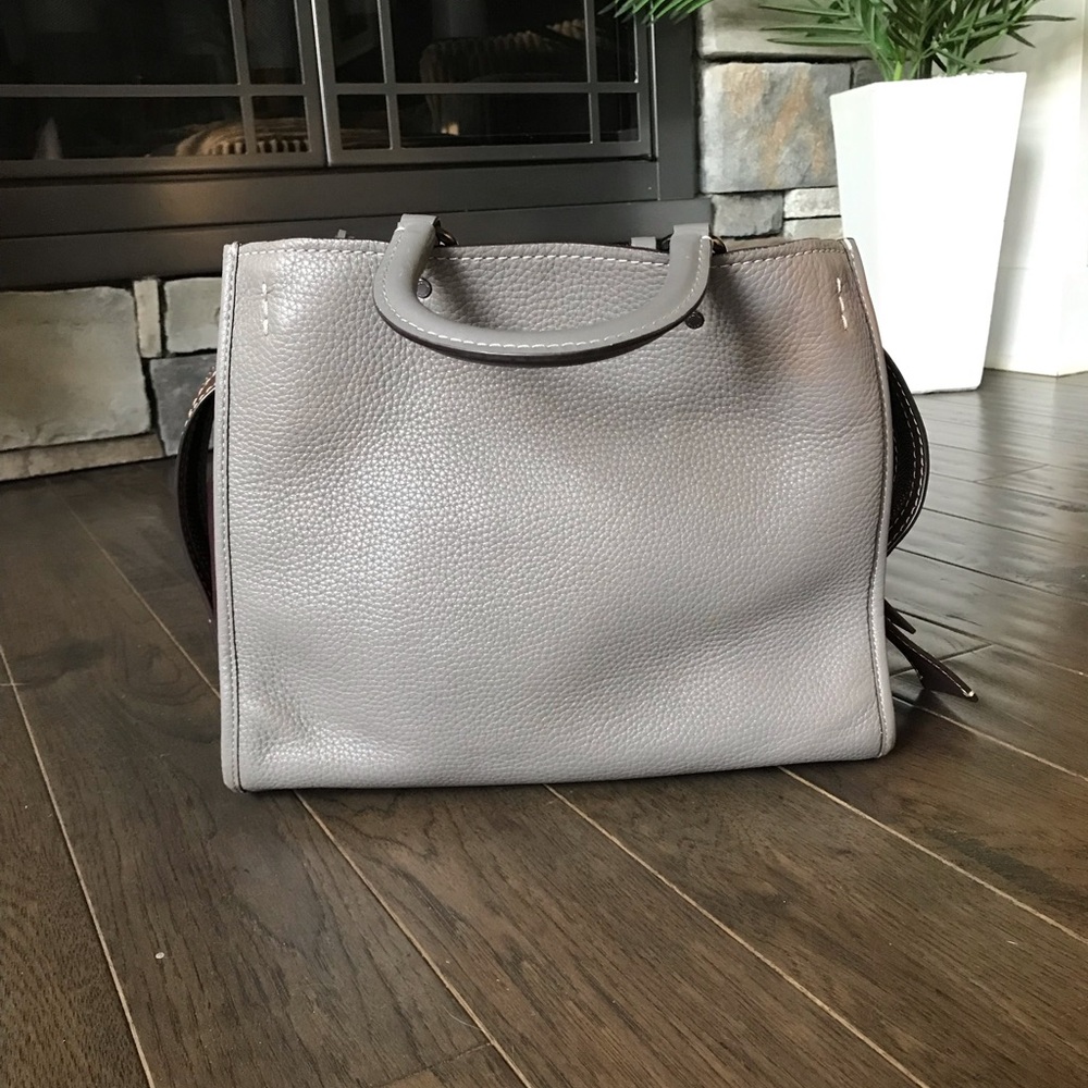 Coach 1941 Rogue 31 Leather Satchel Purse, 23755, Suede Color Block - Picture 7 of 16